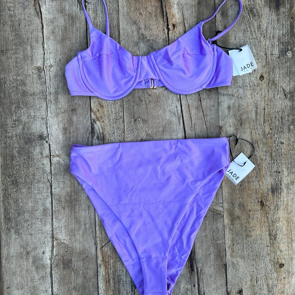 Jade Swim Bikini Set Incline Bottom and Alina Top in Iris Sheen